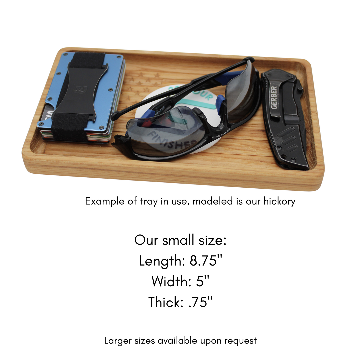 Walnut Handcrafted Wood Tray, Wooden Flag Desk Organizer