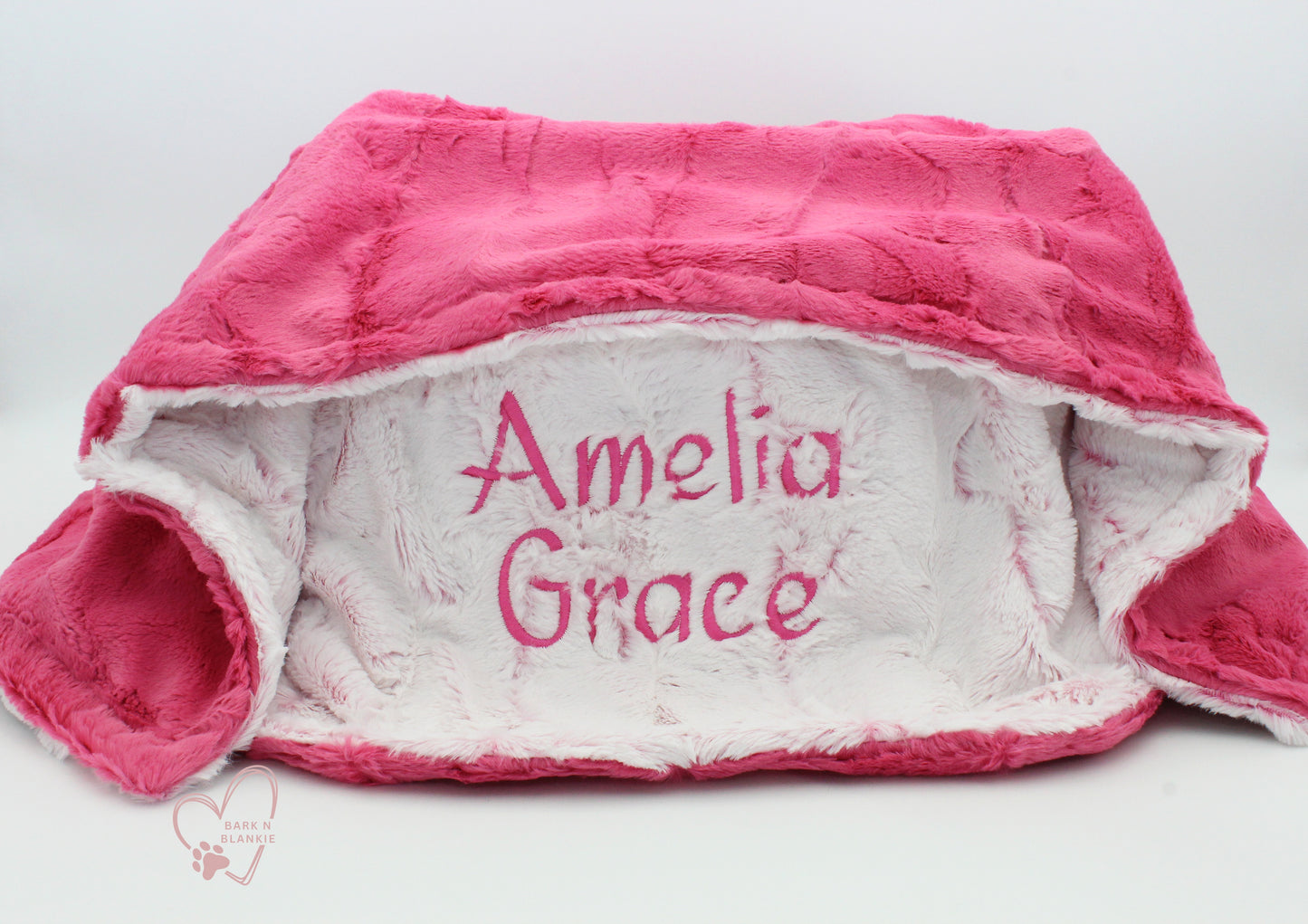 Carnation Pink Minky Blanket, Personalized Dog Blanket