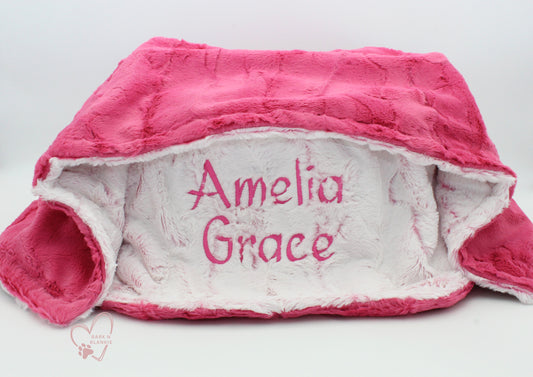 Carnation Pink Minky Blanket, Personalized Dog Blanket