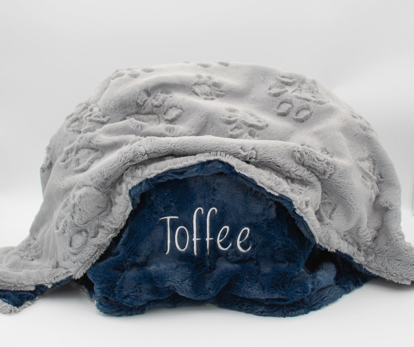 Gray Embossed Paw Minky Pet Blanket - Personalized