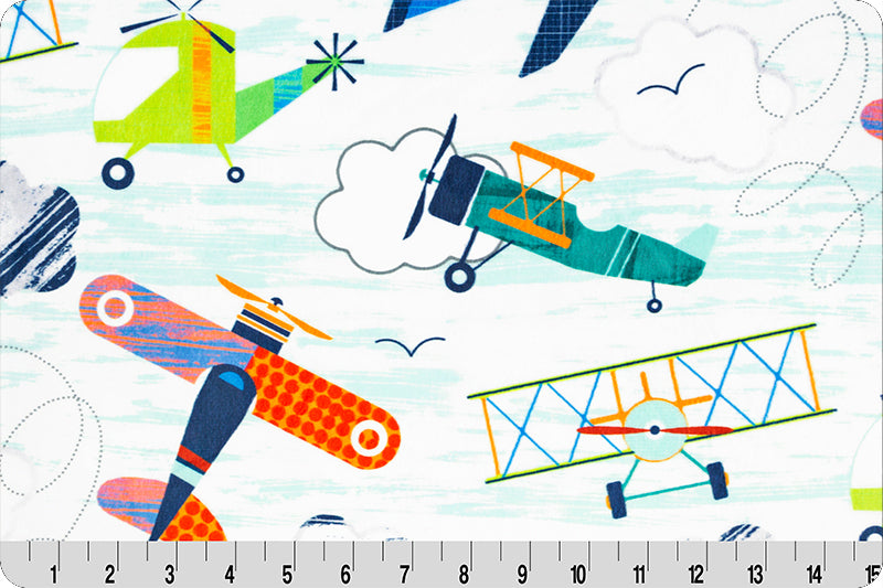 Airplanes Digital Minky, Fly With Me Digital Cuddle Minky