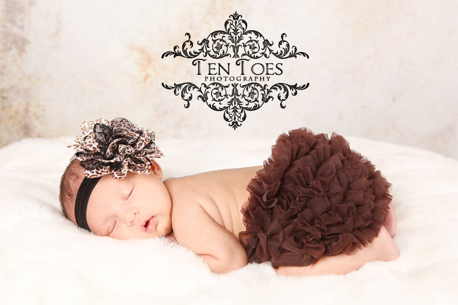 Brown Chiffon Ruffle Bloomers, Diaper Cover