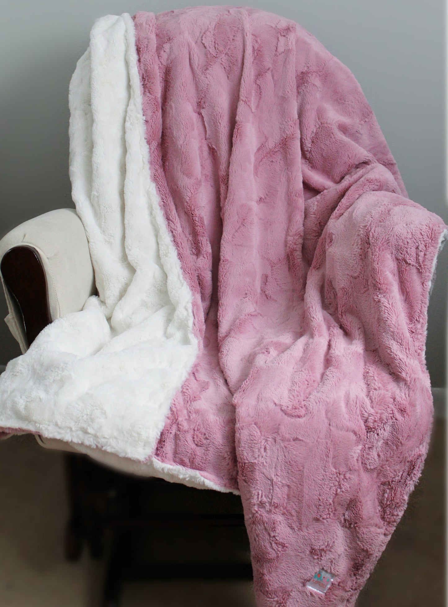 Woodrose and Natural Minky Blanket, Adult Blanket