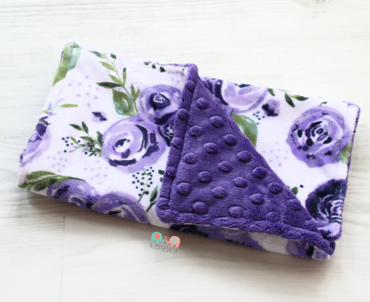 Purple Roses Minky Burp Cloth