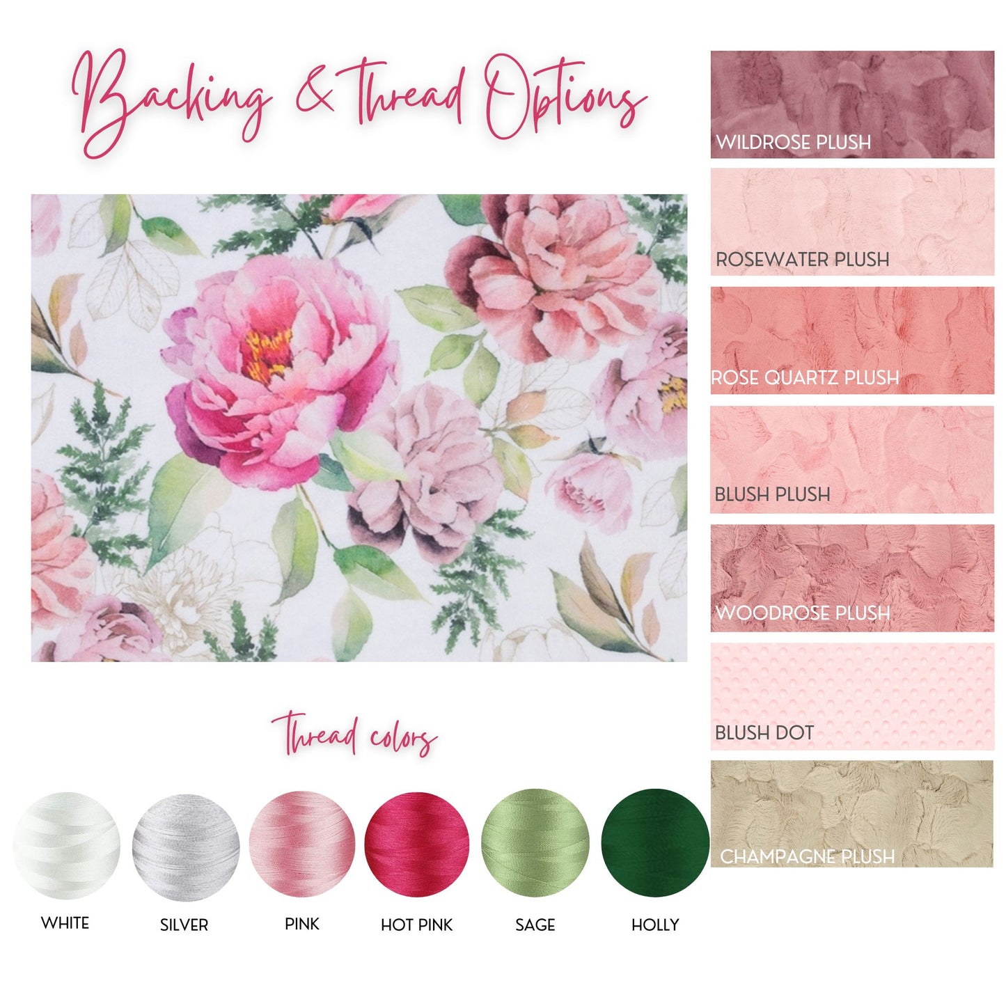 Personalized Baby Blanket, Spring Floral Minky Baby Girl Blanket