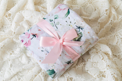 Personalized Pink Floral Baby Blanket | Custom Minky Baby Blanket | Wildflower Nursery Gift