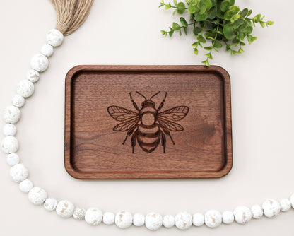 Bee Walnut Wood Valet Tray 