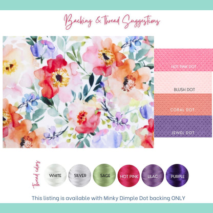 Watercolor Flower Minky Baby Blanket | Personalized Floral Baby Girl Blanket