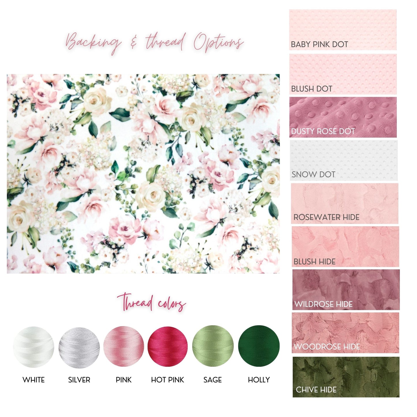 Pink Floral Minky Blanket, Personalized Dog Blanket