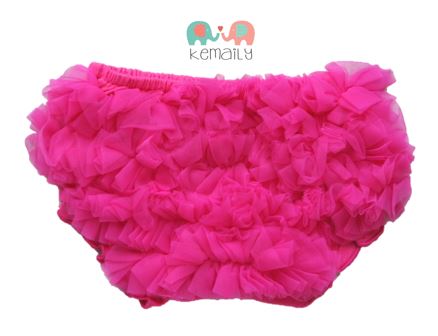 Hot Pink Chiffon Ruffle Bloomers, Diaper Cover