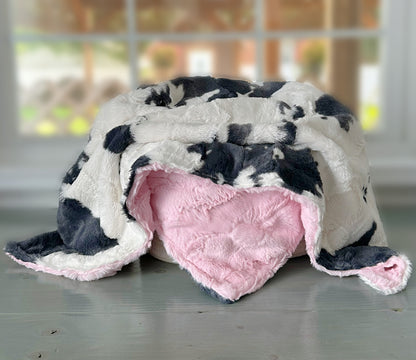 Personalized Cow Minky Baby Blanket – Custom Name Farm Baby Blanket, Soft Plush Newborn Girl Gift, Western Nursery Blanket