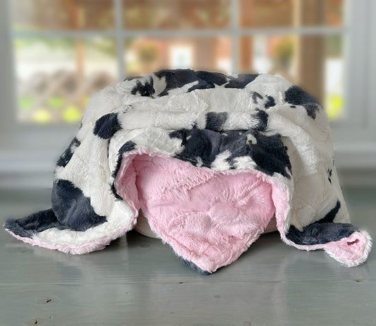 Personalized Cow Minky Baby Blanket – Custom Name Farm Baby Blanket, Soft Plush Newborn Girl Gift, Western Nursery Blanket
