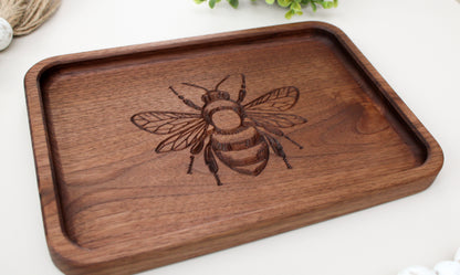 Bee Walnut  Catchall Tray for Keys & Wallet