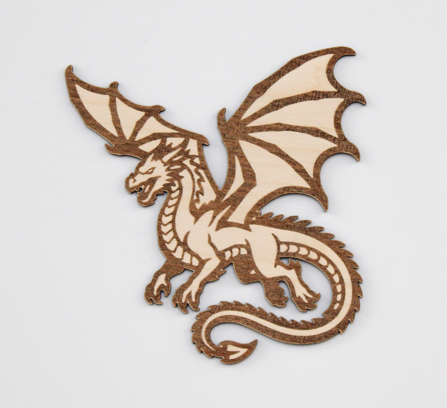 Laser Cut Dragon Wood Cutout | Unfinished Birch Plywood Craft Blank | DIY Fantasy Dragon Shape | Paintable Wood Craft