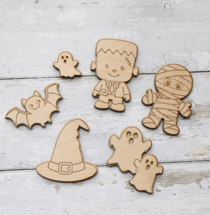 Paint Your Own Halloween Wooden Magnet Kit for Kids
