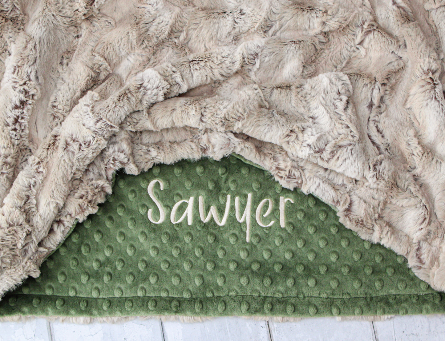 Personalized Wild Rabbit Baby Blanket with Name | Woodland Minky Baby Blanket