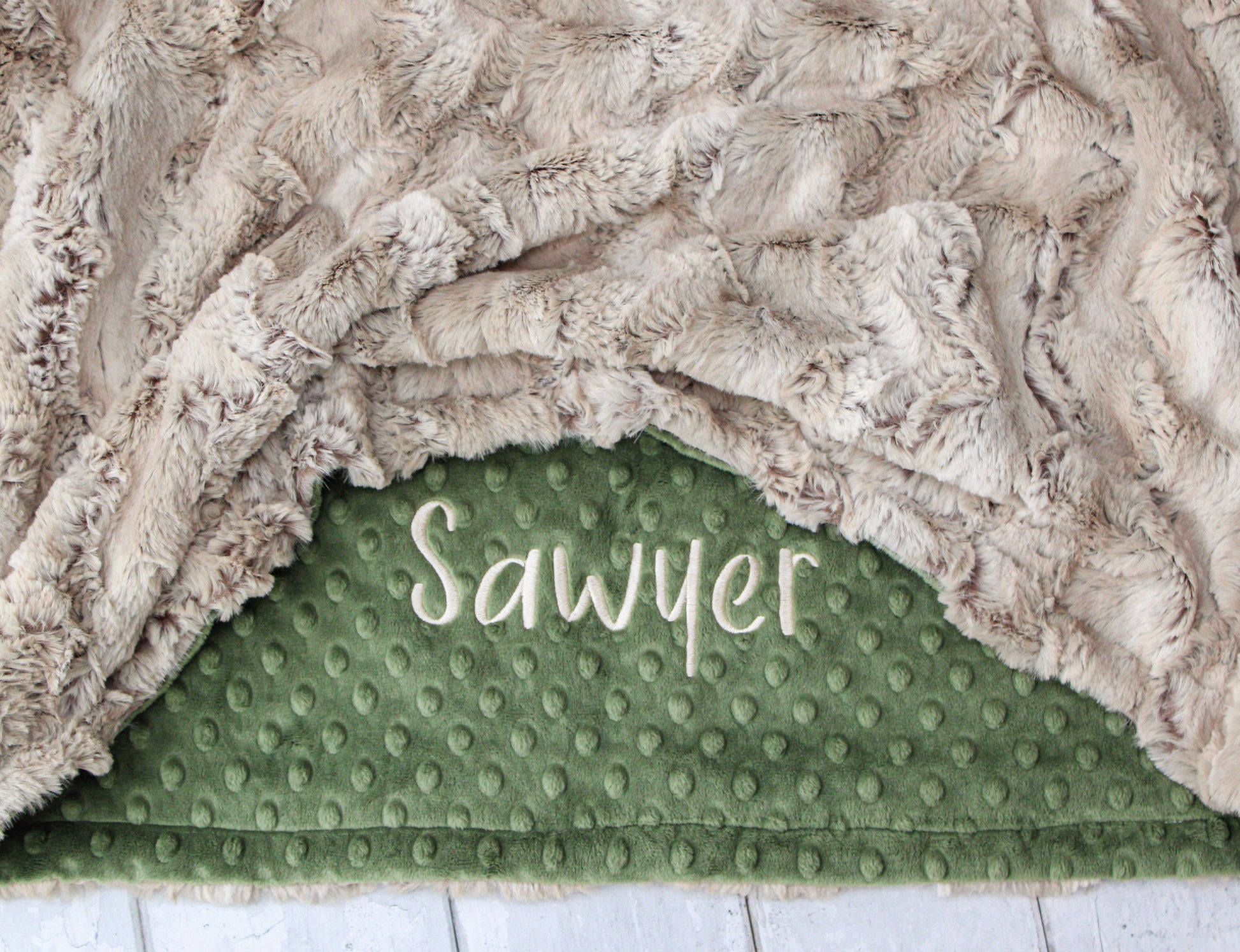 Personalized Wild Rabbit Baby Blanket with Name | Woodland Minky Baby Blanket