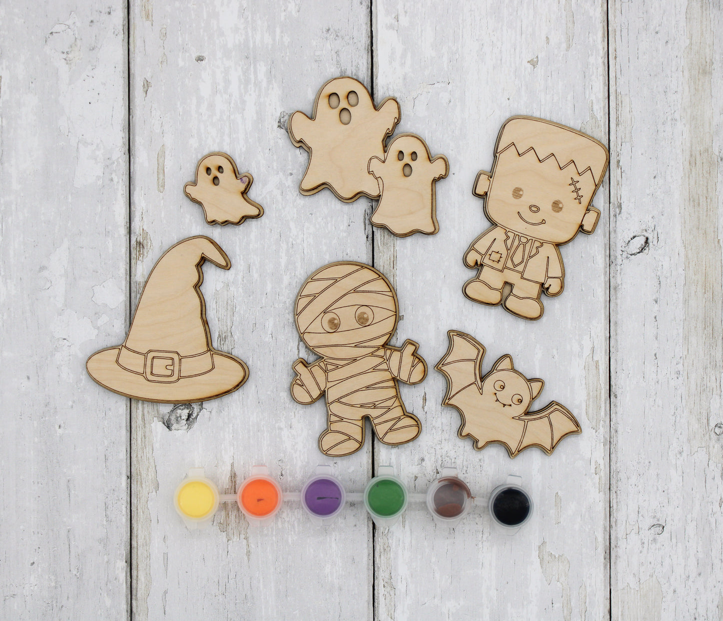 Paint Your Own Halloween Wooden Magnet Kit for Kids