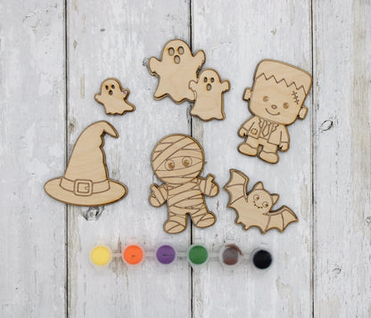 Paint Your Own Halloween Wooden Magnet Kit for Kids