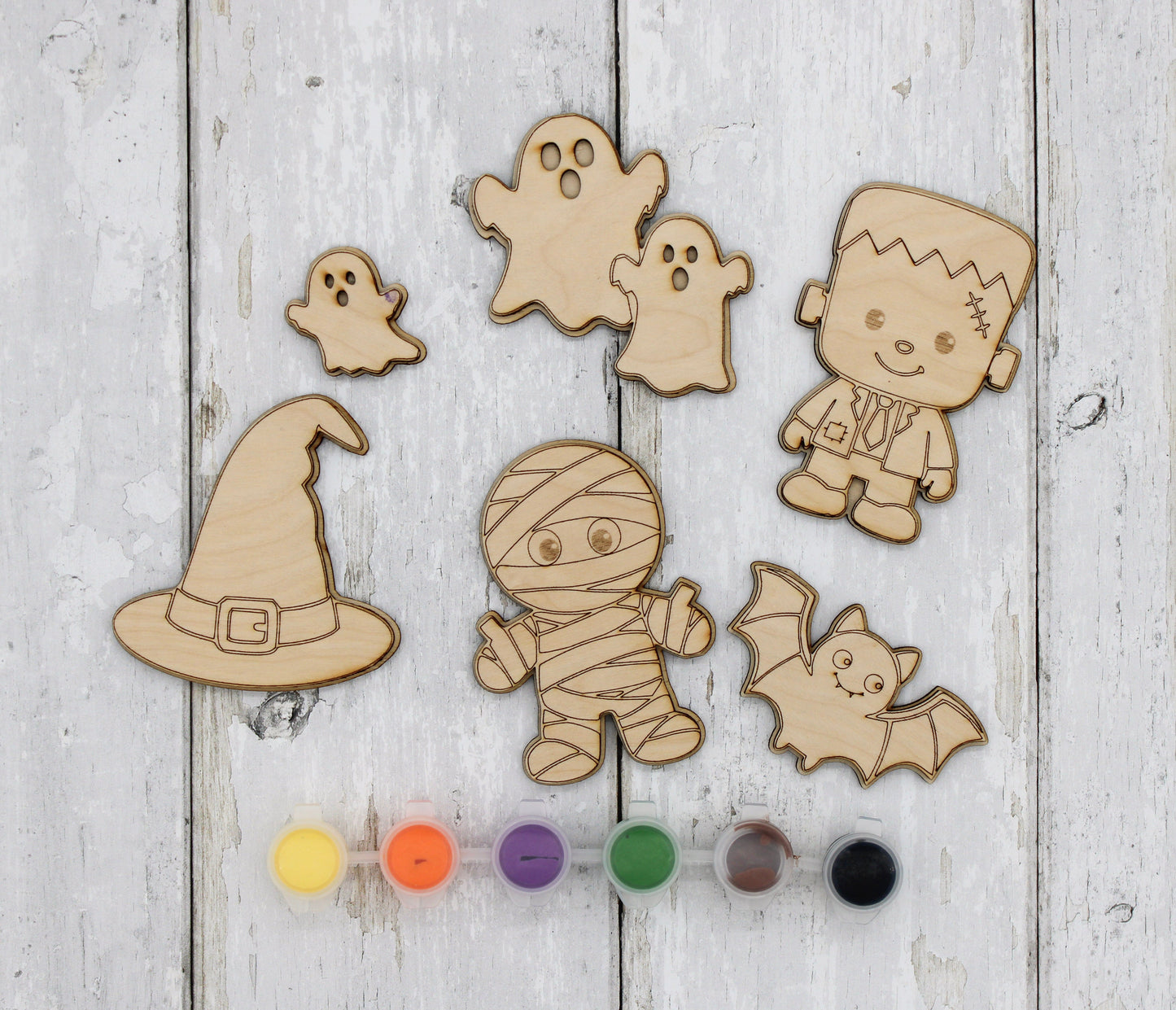 Paint Your Own Halloween Wooden Magnet Kit for Kids