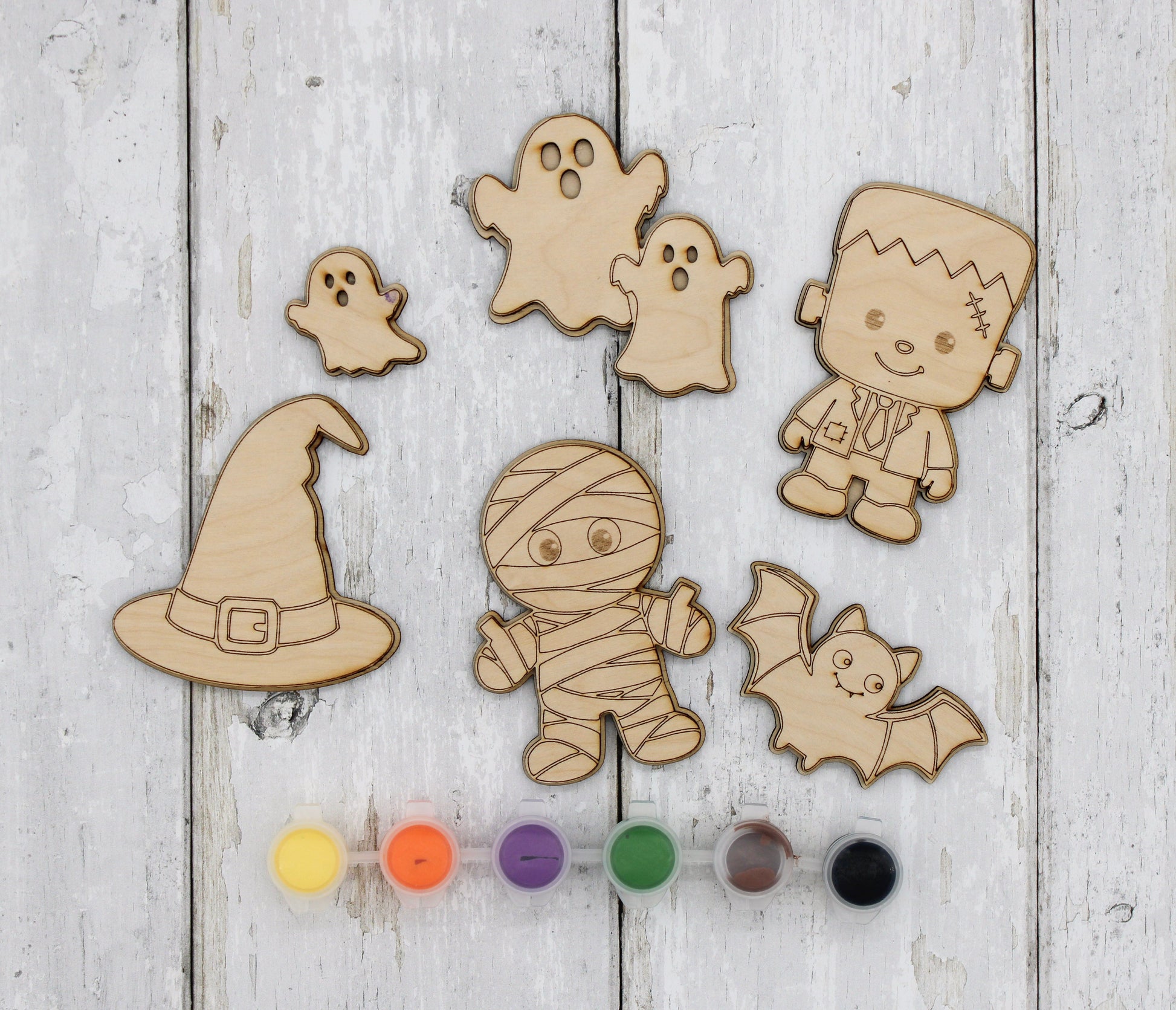 Paint Your Own Halloween Wooden Magnet Kit for Kids
