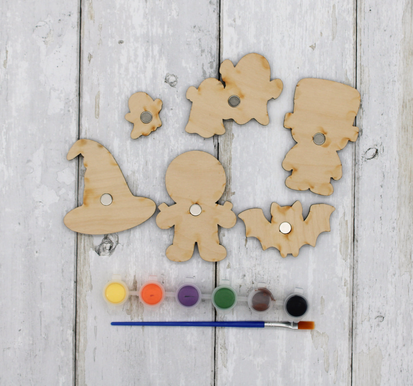 Paint Your Own Halloween Wooden Magnet Kit for Kids