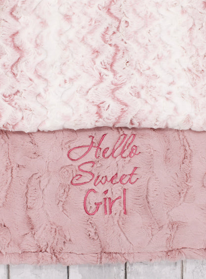 Soft Pink Owl Baby Blanket for Baby Shower Gift | Personalized Minky Keepsake