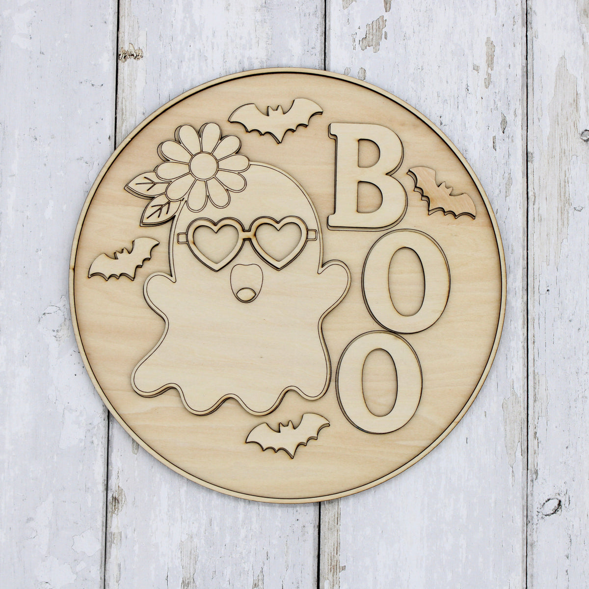 Groovy Ghost Halloween Door Hanger DIY Kit | Paint Your Own BOO Wood Craft