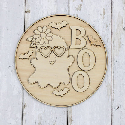 Groovy Ghost Halloween Door Hanger DIY Kit | Paint Your Own BOO Wood Craft