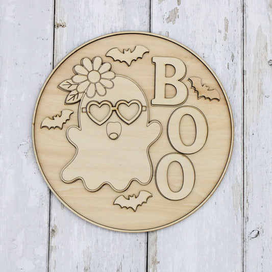 Groovy Ghost Halloween Door Hanger DIY Kit | Paint Your Own BOO Wood Craft