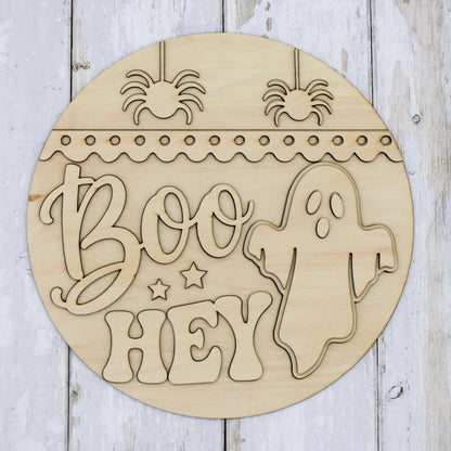 BOO HEY Ghost Halloween Door Hanger DIY Kit | Paint Your Own Wood Craft