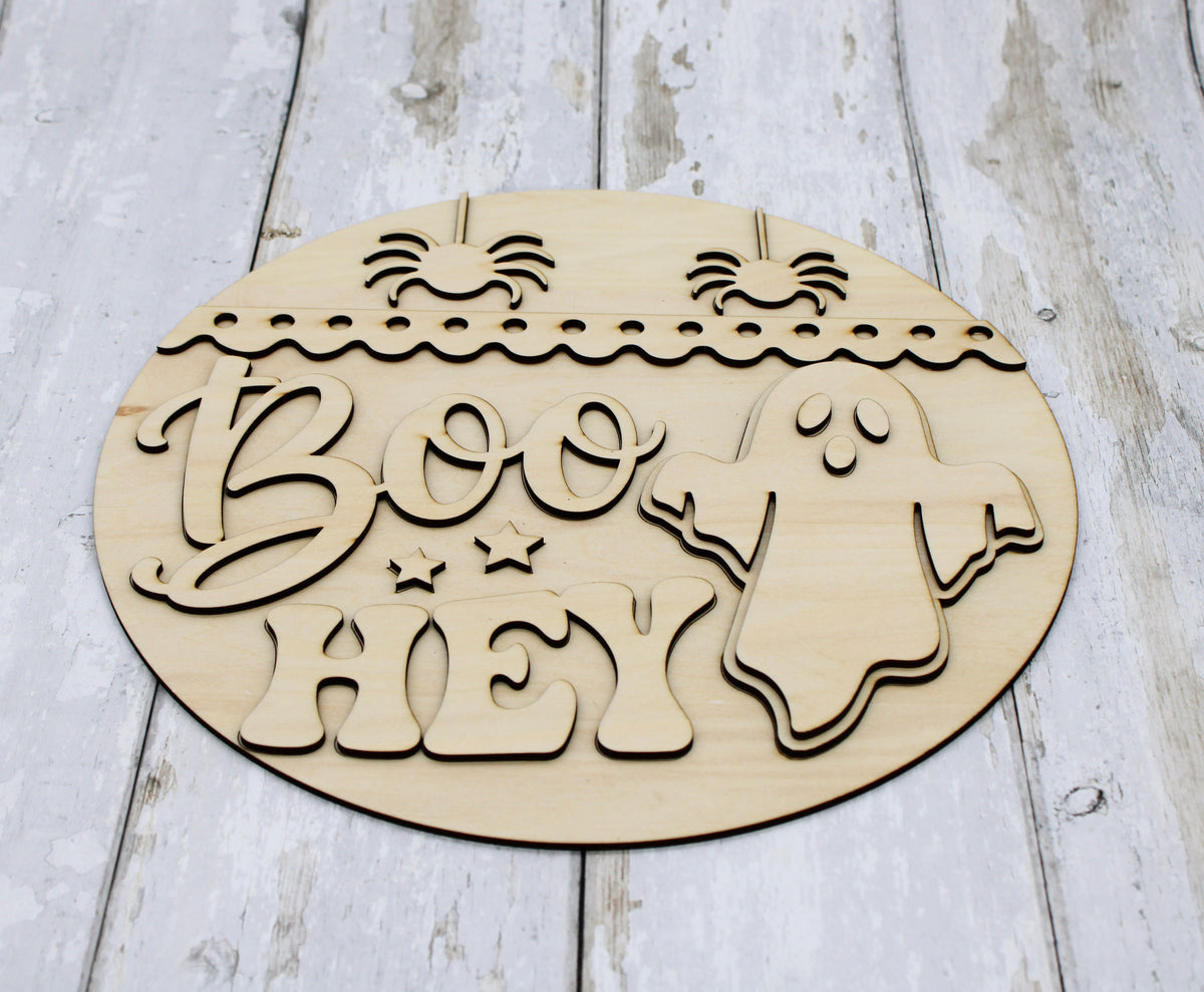 BOO HEY Ghost Halloween Door Hanger DIY Kit | Paint Your Own Wood Craft