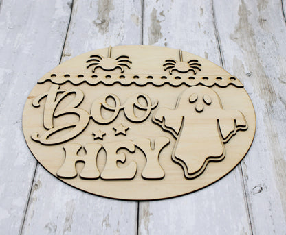 BOO HEY Ghost Halloween Door Hanger DIY Kit | Paint Your Own Wood Craft