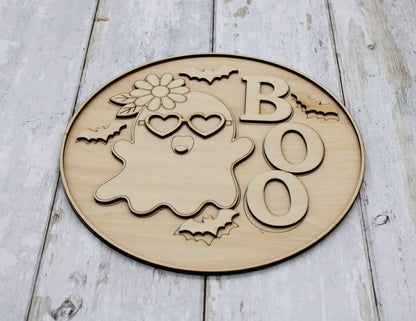 Groovy Ghost Halloween Door Hanger DIY Kit | Paint Your Own BOO Wood Craft