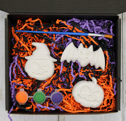 Halloween Plaster Painting Kit for Kids | Paint Your Own Halloween Craft Kit | Ghost, Bat & Pumpkin