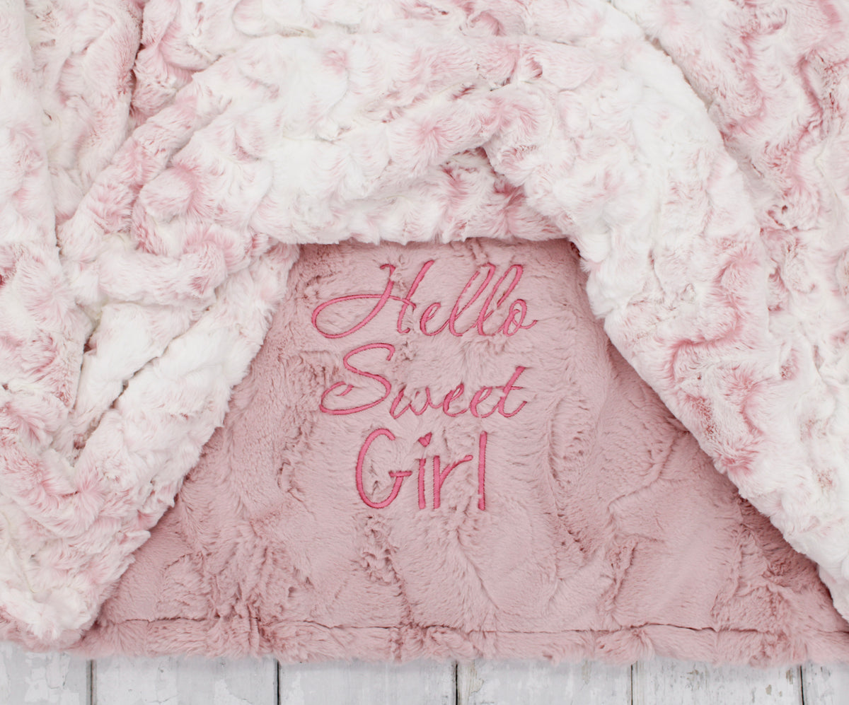Soft Pink Owl Baby Blanket for Baby Shower Gift | Personalized Minky Keepsake