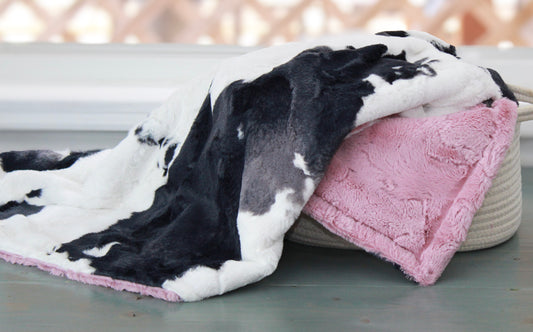 Personalized Blanket - Cow Minky Baby Girl Blanket