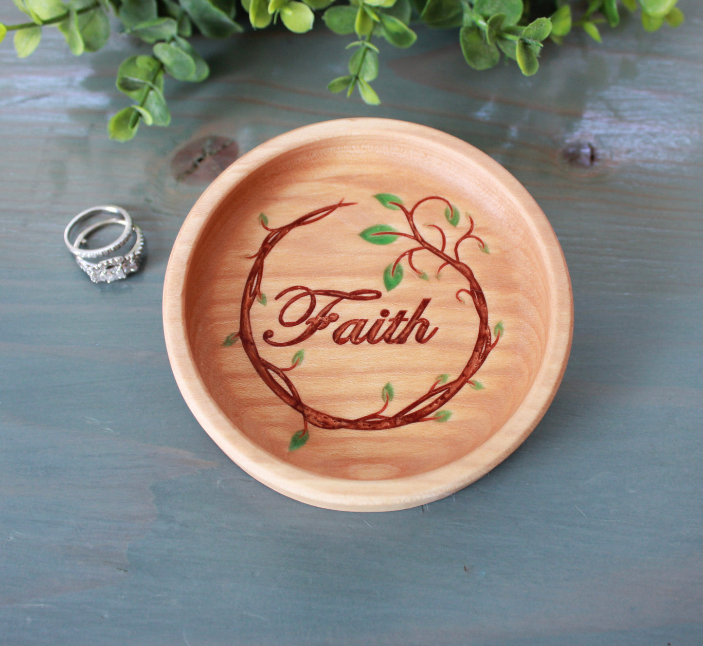 Personalized Ring Dish, Maple Handcrafted Wood Dish