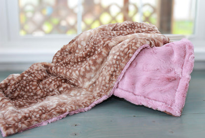 Personalized Blanket - Fawn Minky Baby Girl Blanket