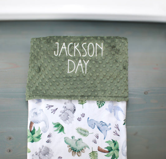 Dino Friends Minky Personalized Baby Blanket, Gender Neutral Gift