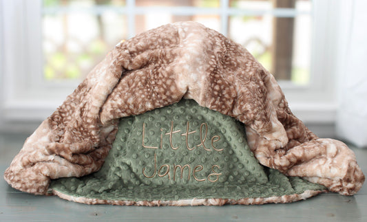 Personalized Blanket, Fawn Minky Baby Blanket, Gender Neutral Blanket