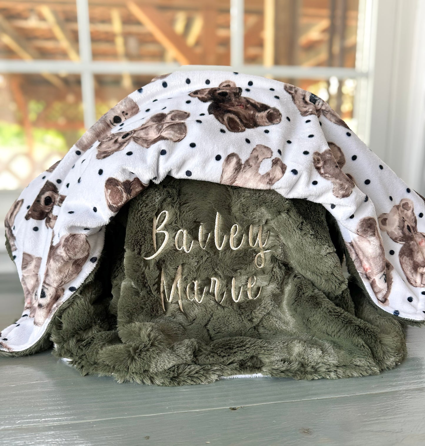 Teddy Bear Minky Baby Blanket Baby Shower Gift