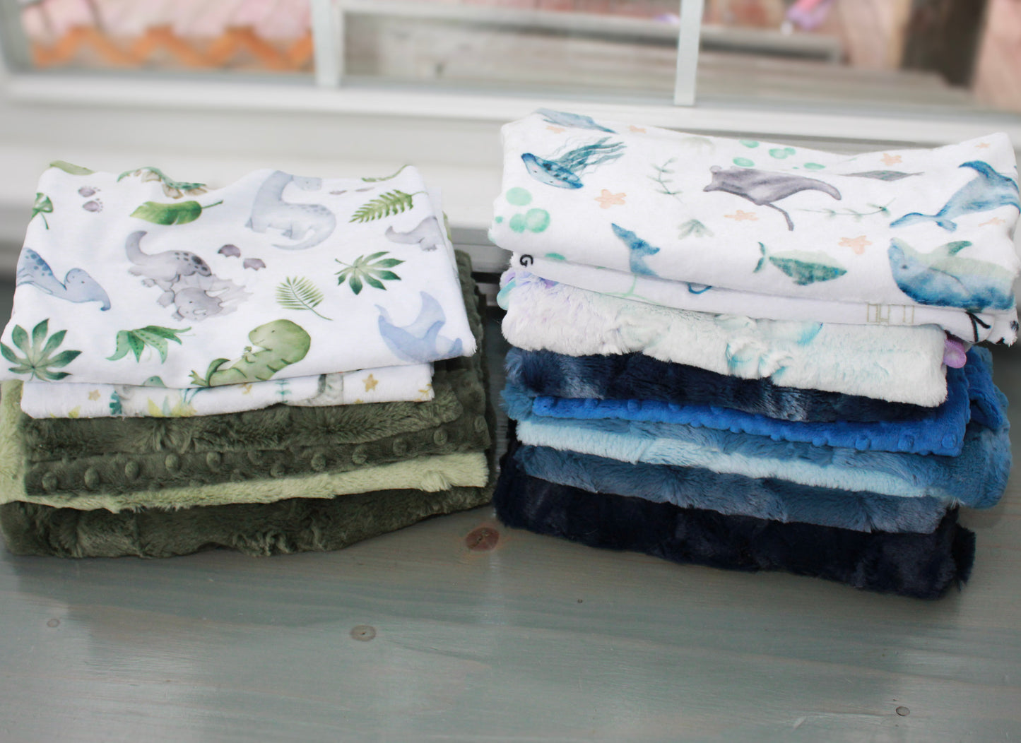 Over 10 pound box of Minky Scrap Fabrics, Shannon Fabrics Minky, Minky Remnants, Blue Minky, Green Minky, Neutral Minky