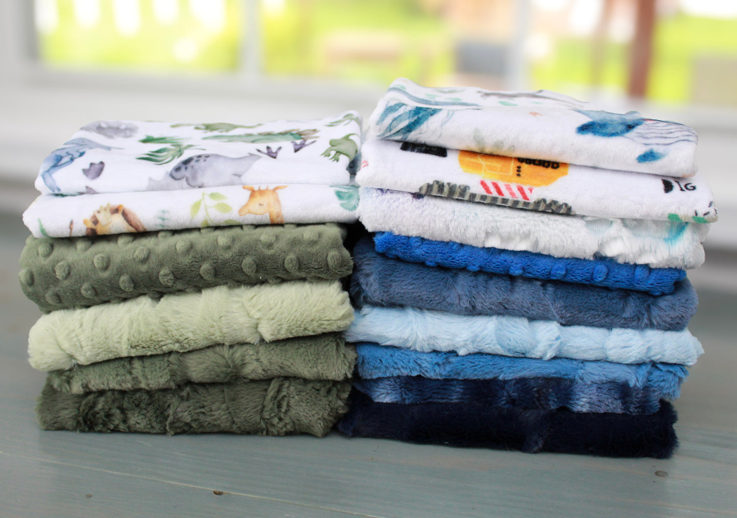 Over 10 pound box of Minky Scrap Fabrics, Shannon Fabrics Minky, Minky Remnants, Blue Minky, Green Minky, Neutral Minky