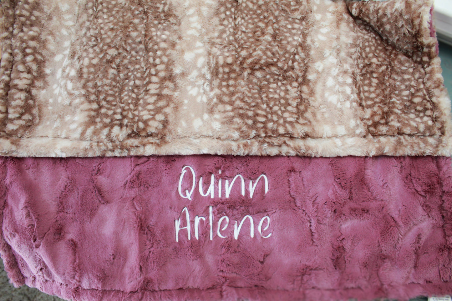 Personalized Blanket, Fawn Minky Baby Blanket, Baby Girl Blanket