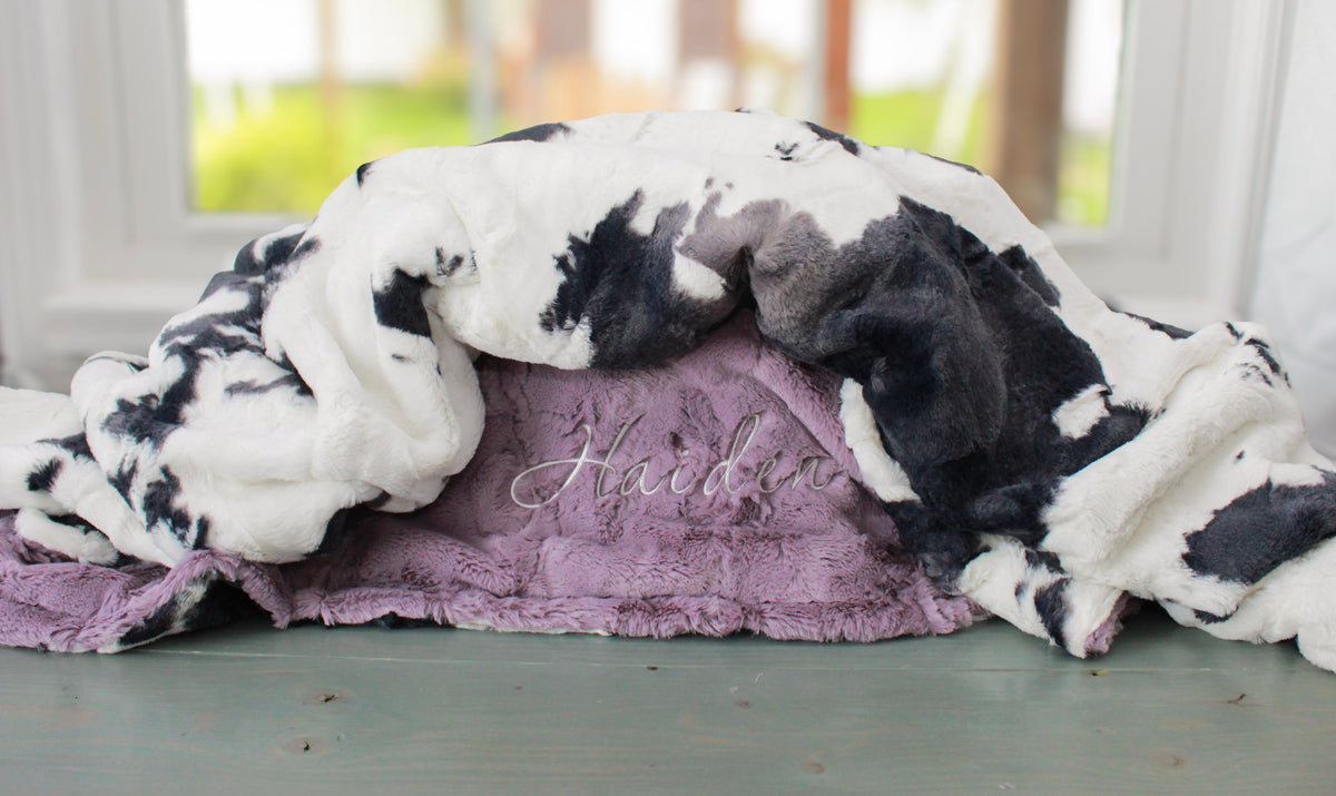 Personalized Blanket - Cow Minky Baby Blanket
