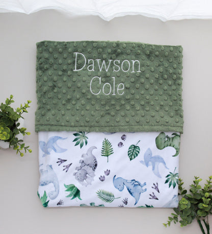 Dino Friends Minky Personalized Baby Blanket