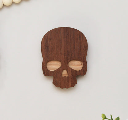 Skull Bottle Opener, Bamboo Wooden Bar Tool, Unique Gift for Rock Fans, Edgy Bar Tool Gift