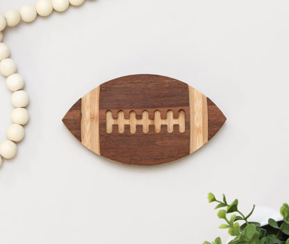 Football Beer Bottle Opener, Bamboo Wooden Bar Tool, Tailgating Gift for Sports Fans