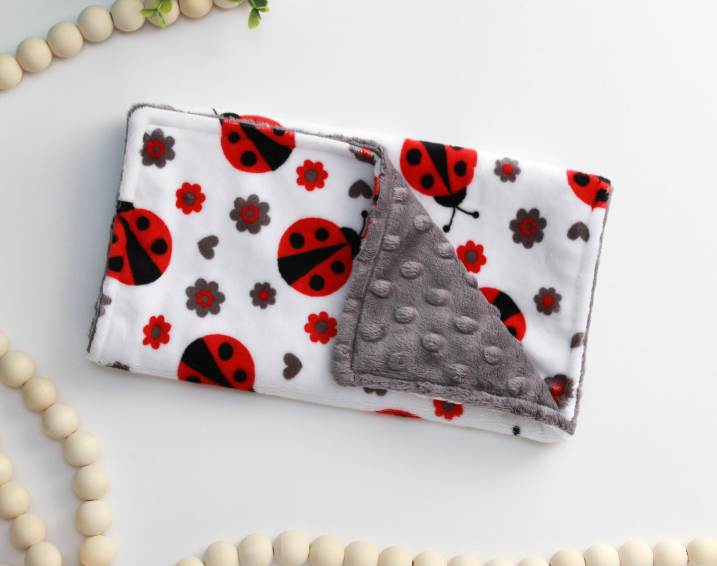 Ladybug Minky Burp Cloth
